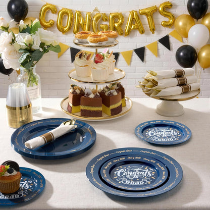 Goodluck 350 Piece Silver Plastic Dinnerware Set for 50 Guests, Fancy Disposable Plates for Party, Include: 50 Dinner Plates, 50 Dessert Plates, 50 Pre Rolled Napkins with Silver Silverware, 50 Cups