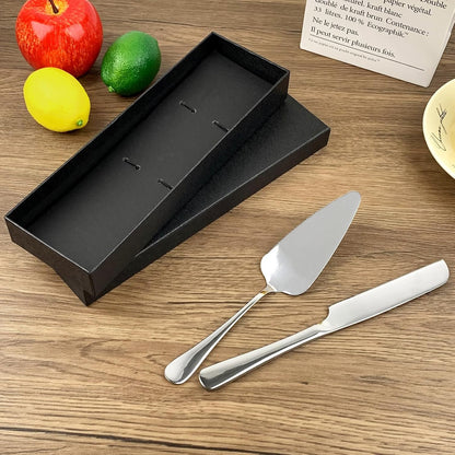 Cake Cutting Set for Wedding, Stainless Steel Cake Knife and Server with Anti-Rust 410 Grade, 2pcs Set for Cake, Pie, Pizza, Silver