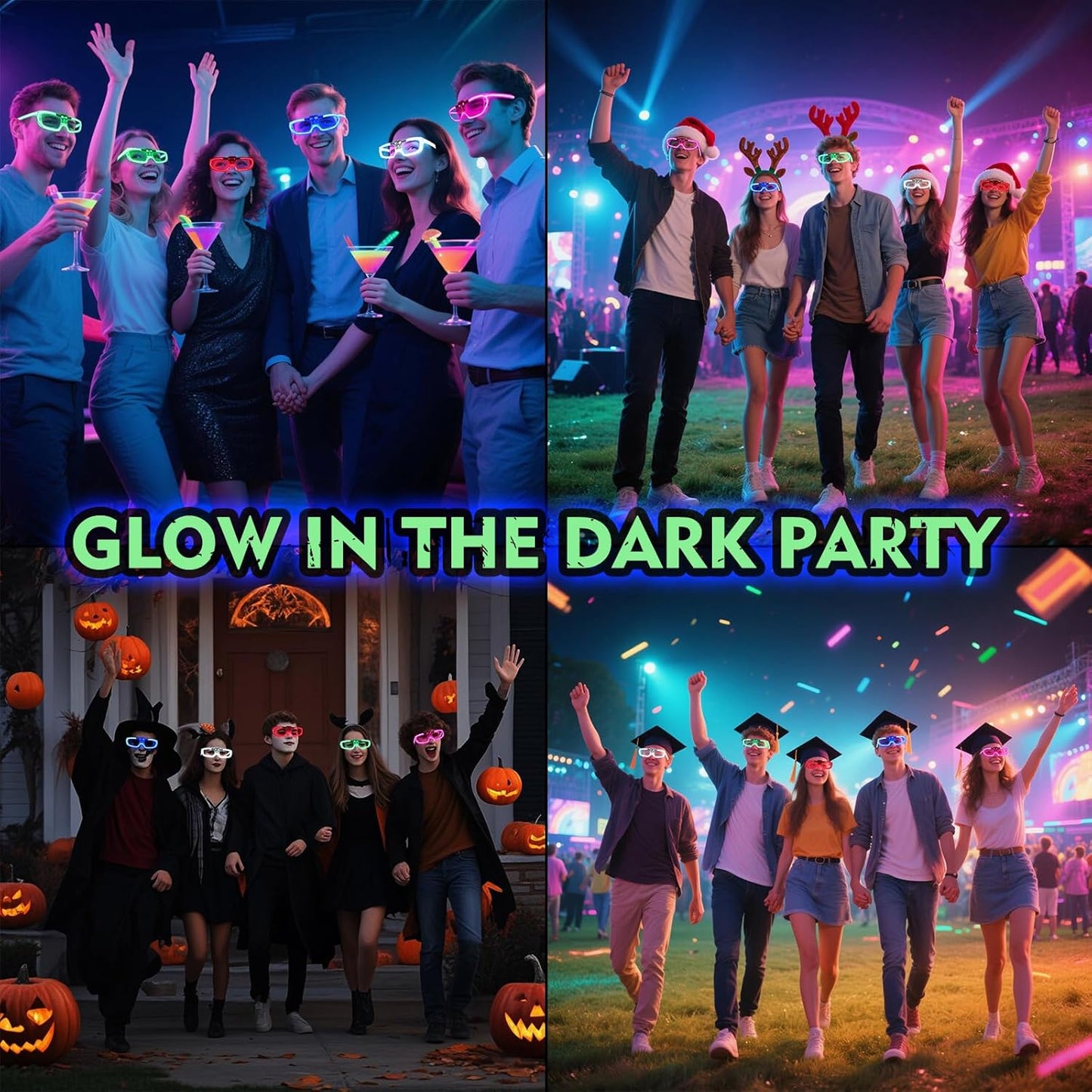 70 Packs LED Glasses 5 neon color 3 Light Modes Glow Sticks Light Up Glasses,Glow In The Dark Party Supplies Favors for Kids Adults Flashing toy fit Valentine's Day Easter Christmas Halloween Birthday