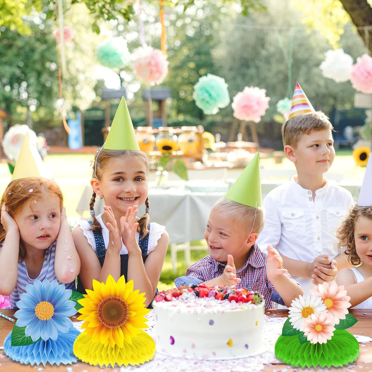 10 Pieces Spring Sunflower Honeycomb Centerpiece Flower Table Decoration Spring Summer Birthday Party Decor for Mother's Day Women Office Classroom Kids Butterfly Daisy Party Supplies