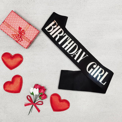Birthday Girl Sash, Pink Foil White Birthday Sash for Girl Sweet 16th 18th 20th 21st 30th Fun Birthday Party Gifts Favors Decorations