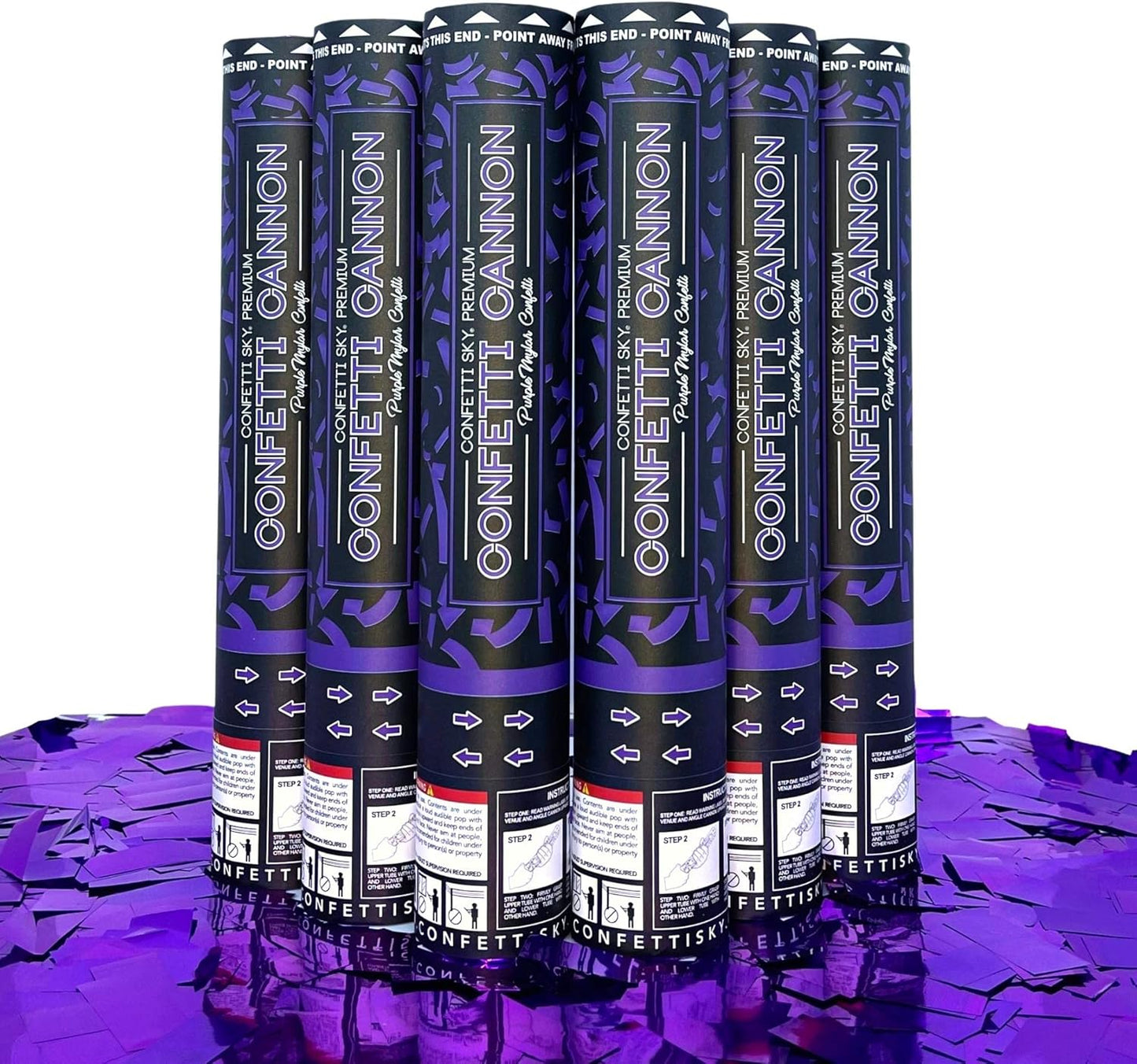 Confetti Sky [6 Pack] 12 Inch Confetti Cannons | Multicolor Confetti Poppers for Wedding Celebration, Birthday Party, Pranks, Graduation, Christmas Eve and New Year Celebration