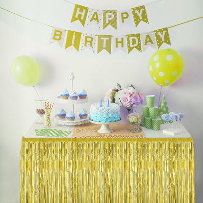 2 Pack 29.5x108 Inch Silver Foil Tinsel Fringe Table Skirts, Disposable Table Skirts for Rectangle Tables Curtains Backdrop Parade Wedding Floats Baby Shower Birthday Mardi Gras Party