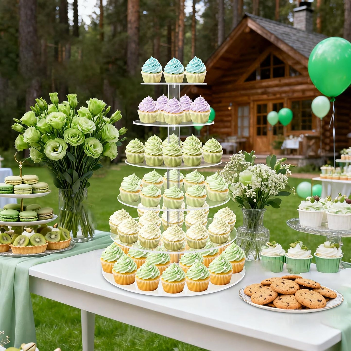 Acrylic Cupcake Tower, 7-Tier Round Cake Stand for 100 Cupcakes, Dessert Display for Parties & Weddings
