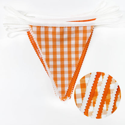 32Ft Dusty Blue Party Decorations Retro Blue Gingham Triangle Banner Flag Pennant Fabric Garland Streamers for Nautical Wedding Birthday Ahoy Achor Bridal Baby Shower Under The Sea Decor Supplies