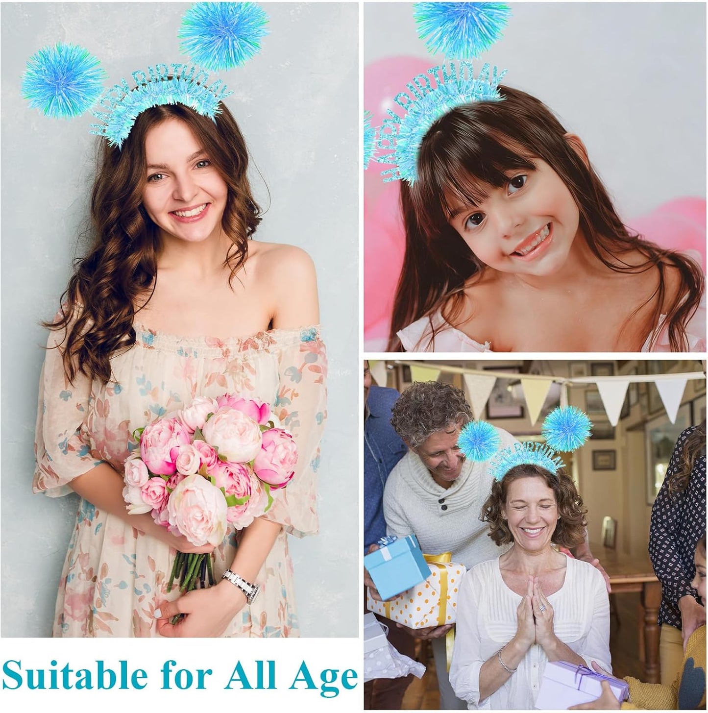 CAVETEE Happy Birthday Crown and Tiara for Women & Girls Party Decorations Gifts
