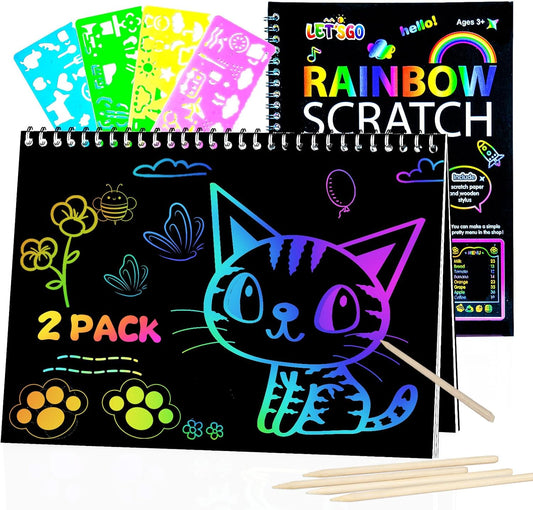OSLINE Arts and Crafts for Kids Ages 3-5-10 Girls Boys,Rainbow Scratch Paper Art Notebooks,Art Supplies Kit for Gift, Party Favor Toys for 4-8 Year Old,Easter Birthday Gifts for Kids 6-12