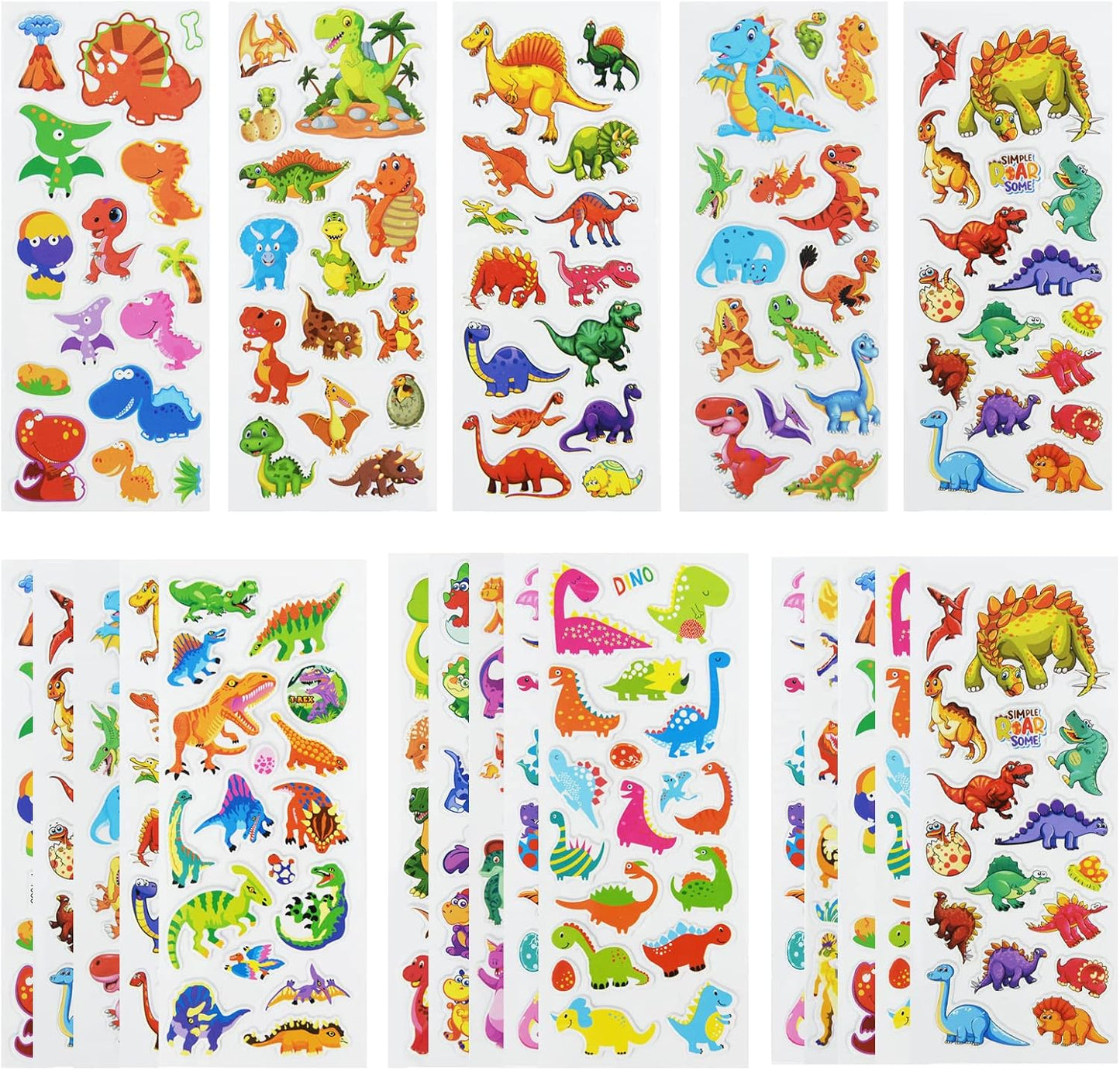 24 Sheets(500+) 3D Puffy Stickers for Toddlers Kids, Bulk Preschool Sticker Sheets for Reward, Craft, Scrapbooking Including Animal, Fruits, Dinosaurs, Fish and More