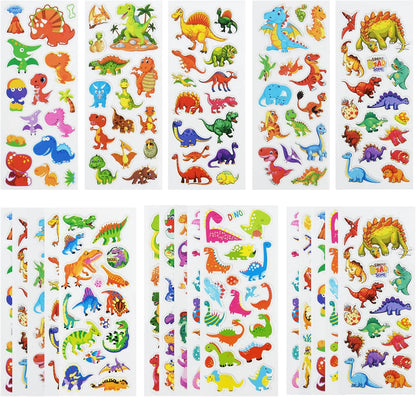 24 Sheets(500+) 3D Puffy Stickers for Toddlers Kids, Bulk Preschool Sticker Sheets for Reward, Craft, Scrapbooking Including Animal, Fruits, Dinosaurs, Fish and More