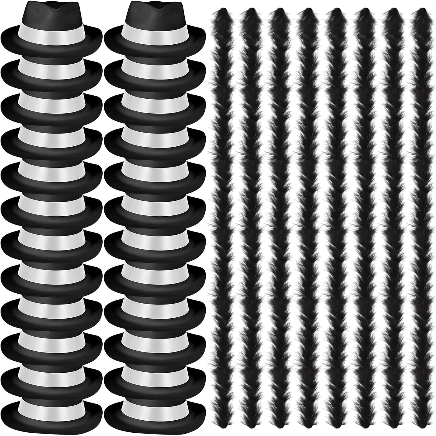 JaGely 48 Pieces Neon Party Supplies 24 Neon Gangster Hats 24 Pcs Feather Boas for Wedding Glow Party Supplies Birthday Props