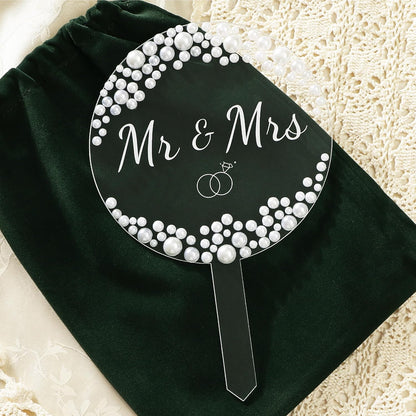 Coucoland Mr and Mrs Cake Topper - Heart Wedding Cake Decor with Rhinestones and Pearls for Engagement Bridal Anniversary