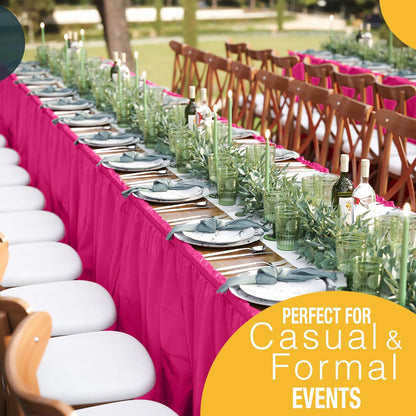 Exquisite Ruffle Table Skirt Black 6 Pack 14 Ft Long Table Skirts for Rectangle Tables 6ft Plus or Round Tables Skirts with Adhesive Strip for Gender Reveal Decor & Happy Birthday Parties