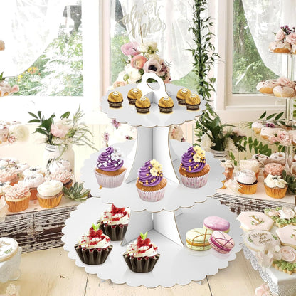 Soleebee 3-Tier Cupcake Stand, Cardboard Cupcake Tower, Dessert Cup Cake Stand Tower for Birthday Wedding Party Decoration, Cupcake Tier Stand 1 Set (Black)