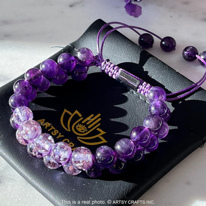 ARTSY Crafts Glow in The Dark Firefly Beads Bracelets, 7 Chakras Crystal Mermaid Glass Beaded Bracelets for Anti Anxeity Healing Energy Money Wealth Abundance Stackable Bangle Wristband