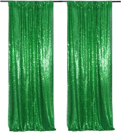 Poise3EHome Black Sequin Backdrop Curtains, 2 Panels 2FTx8FT Glitter Photo Booth Backdrop for Halloween Birthday Bachelorette Wednesday Twilight Party Decorations
