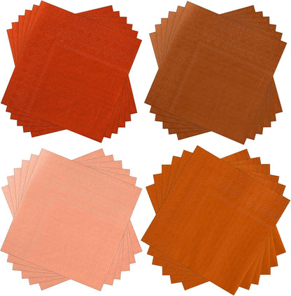 Layhit 100 Pcs Cocktail Napkins Disposable Beverage Napkins Square Paper Dessert Tissue for Wedding Birthday Celebration Party Supplies(Brown Series,5 x 5 Inch)