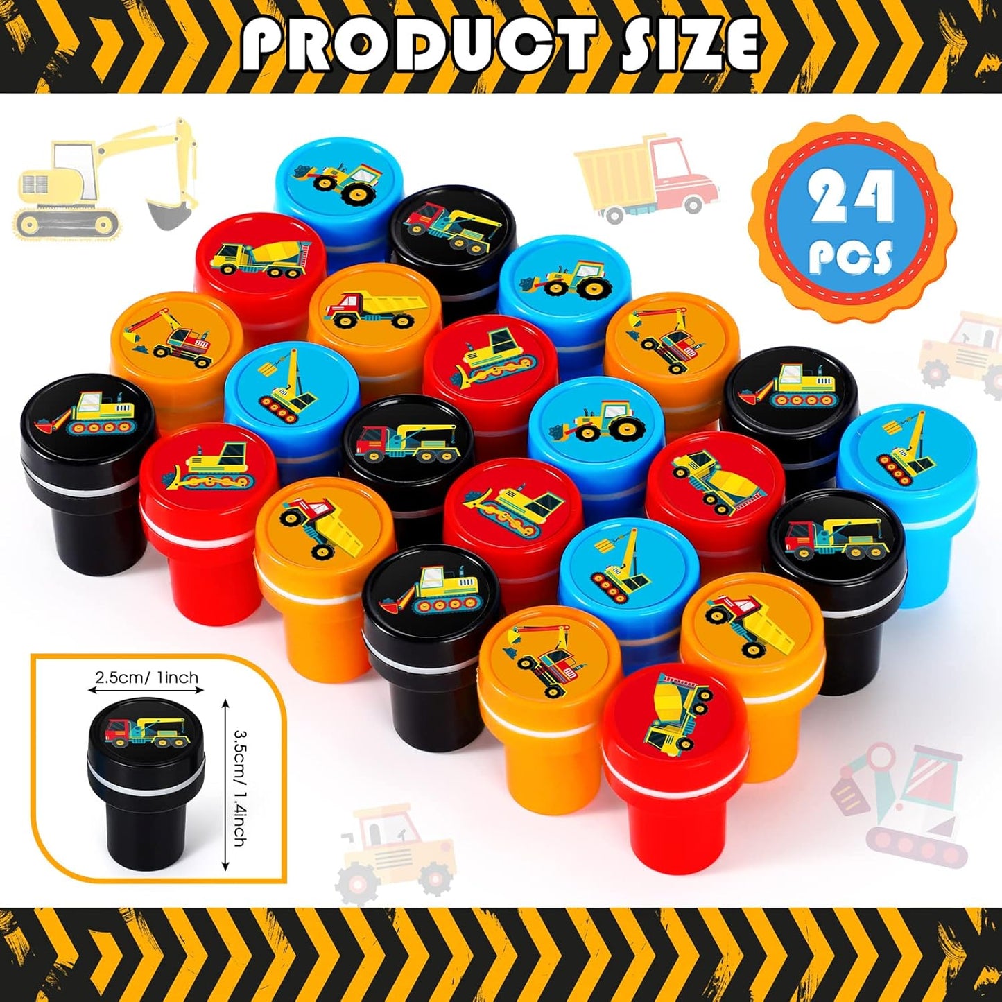 Aoriher 24 Pcs Construction Trucks Stampers Construction Party Favors Truck Party Favors Self Inking Stamps Classroom Rewards Treat Goody Bag Stuffers for Kids Birthday Supplies