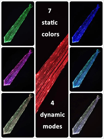 LED Neck Ties for Men Party Fiber Optic Light Up Necktie Bar Rave Funny Glow Clothes Accessories for Adults Women