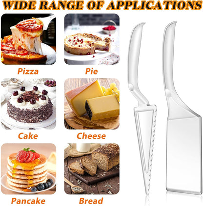 Patelai 20 Pcs Cake Server Set Disposable Plastic Serving Spatula Cutter Square and Triangle Servers Spatula Knives Pie Pizza Pastry Slicer Serving Utensils Clear for Kitchen Wedding