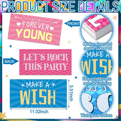 Amyhill 13 Designs Extra Large Birthday Photo Booth Props Include 32 x 24 Inch Photo Booth Props Picture Frame Double Sided Happy Birthday Party Decorations DIY Water Proof Selfie Signs Party Supplies