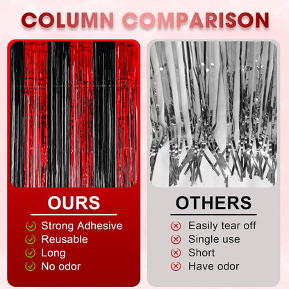 Voircoloria 3 Pack 3.3x8.2 Feet Gold Foil Fringe Backdrop Curtains, Tinsel Streamers, Fringe Backdrop for 2025 New Years Eve, Graduation, Birthday, Baby Shower, Gender Reveal, Disco Party - Colors B