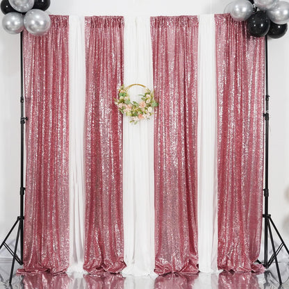 Poise3EHome Black Sequin Backdrop Curtains, 2 Panels 2FTx8FT Glitter Photo Booth Backdrop for Halloween Birthday Bachelorette Wednesday Twilight Party Decorations