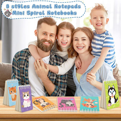 MARFOREVER 24 Pack Mini Animal Notepads Cat Dog Themed Party Favors Cat Dog Mini Spiral Notepads Pet Kitty Gifts for Birthday Teacher Students Reward School Classroom Supplies Goodie Bags Stuffers