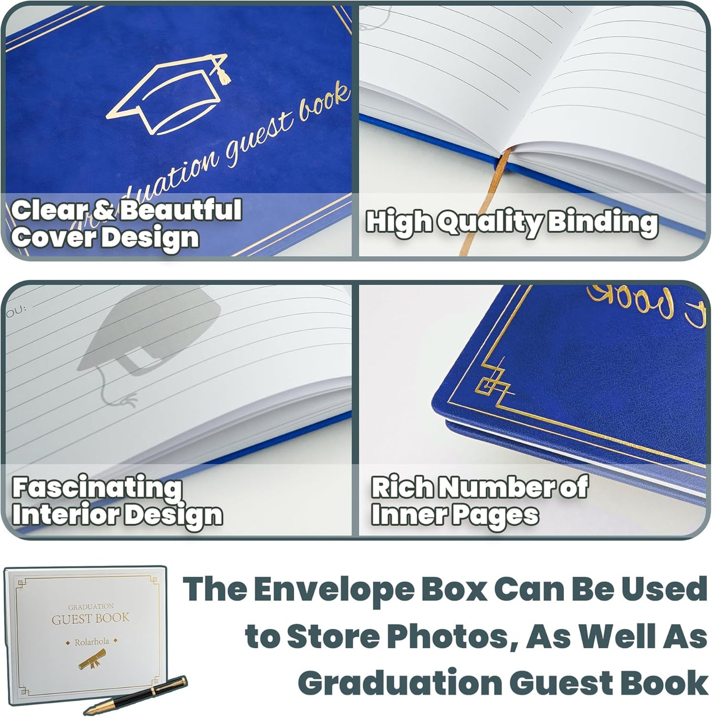 2026 Graduation Guest Book - Elegant 7x9 Inch White, Graduation Memory Book 2026 with Premium 120 Pages, 2026 Graduation Guest Sign in Book for College Graduates (Classic Graduation Gift)