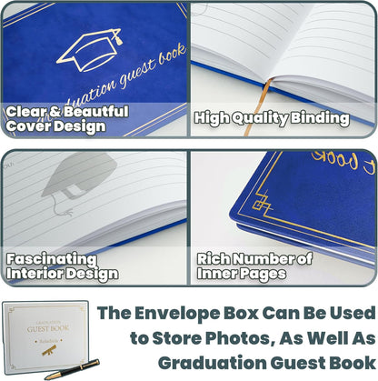 2026 Graduation Guest Book - Elegant 7x9 Inch White, Graduation Memory Book 2026 with Premium 120 Pages, 2026 Graduation Guest Sign in Book for College Graduates (Classic Graduation Gift)