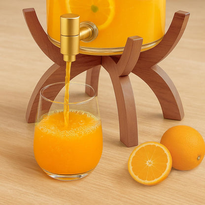 Glass Drink Dispenser,1.5 Gallon Beverage Dispenser with Stand,Lemonade Dispenser with Stainless Steel Faucet,Drink Dispensers for Parties, Bars and Home (Round Stand)