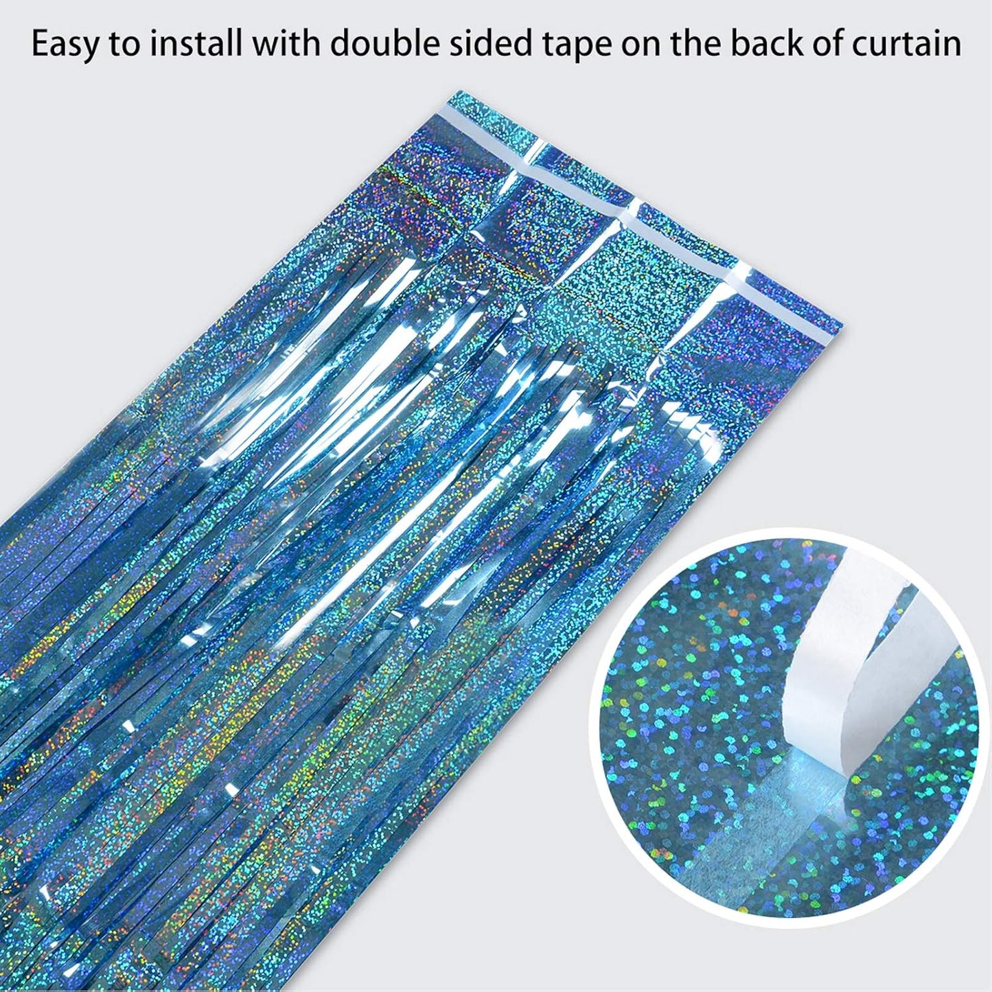 Melsan 2 Pack 3.2 ft x 8.2 ft Tinsel Foil Fringe Curtains Backdrop, Sparkle Metallic Foil Curtains for Party Photo Booth Props Decoration, Pinkish Purple