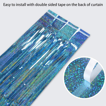 Melsan 2 Pack 3.2 ft x 8.2 ft Tinsel Foil Fringe Curtains Backdrop, Sparkle Metallic Foil Curtains for Party Photo Booth Props Decoration, Pinkish Purple