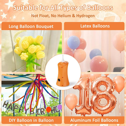 Balloon Pump Electric Balloon Pump Air Balloon Pump Balloon Blower Machine Portable Long Animal Blower Machine Blue/Orange/Pink/Purple Electric Balloon Pump Inflator for Party/Wedding/Birthday Decor