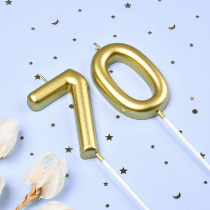 2.76 Inch Classical Gold 5 Number Birthday Candles, Gold Number Candles, Cake Number Candles, Party Celebration