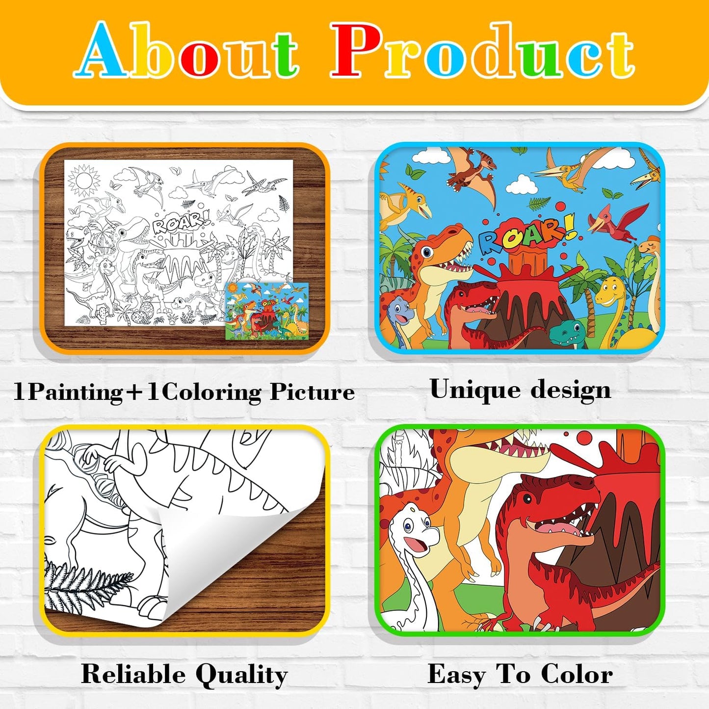 43.3x31.5 Summer Coloring Poster with Picture, Giant Cute Painting Poster, Large Coloring Tablecloth for Classroom Home Birthday Party Supplies Favor