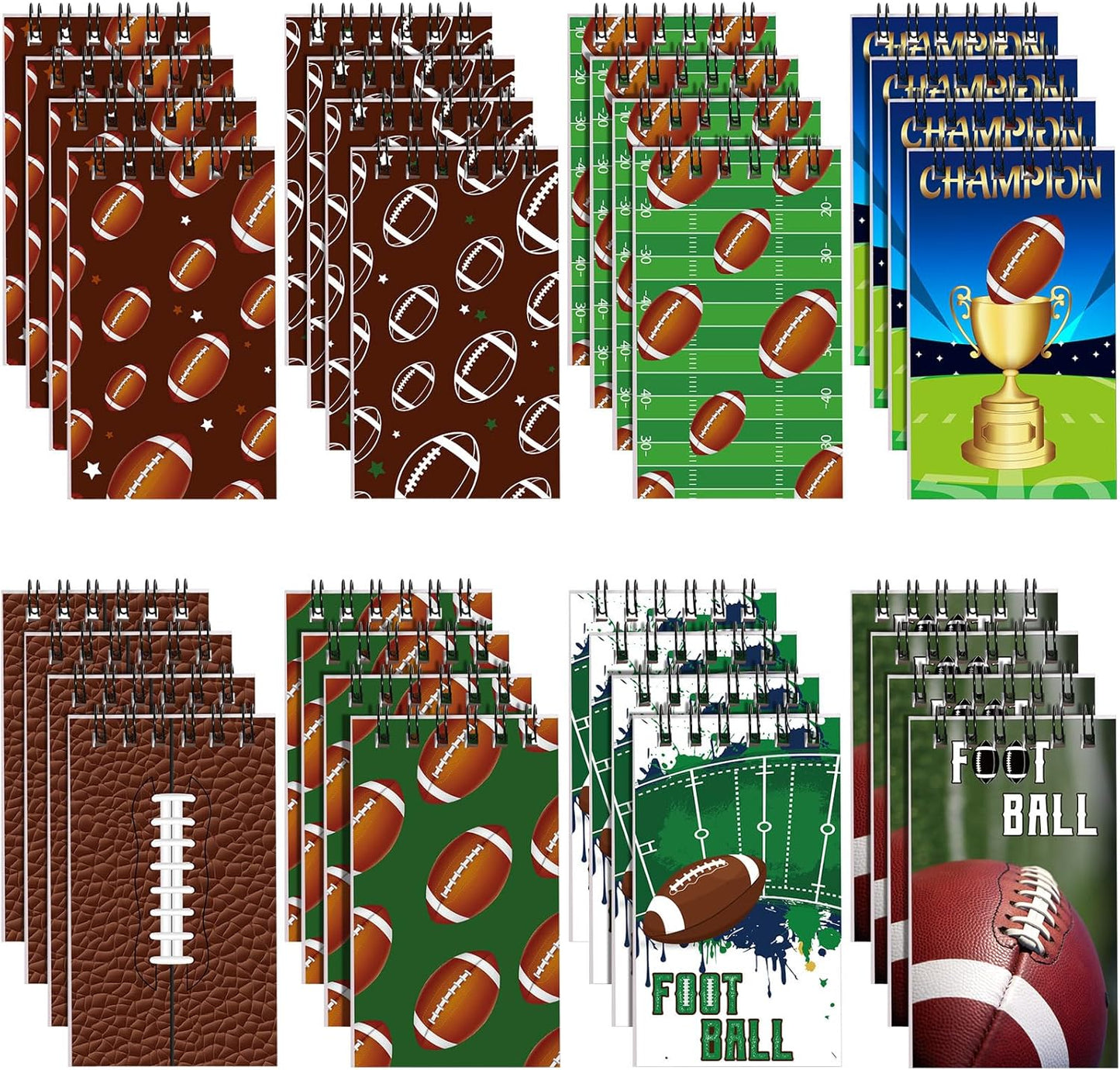 Faccito 32 Pcs Mini Notepads Sports Basketball Baseball Football Soccer Party Supplies Goodie Bag Stuffers Notepads Spiral Mini Notebooks for Reward(Baseball)