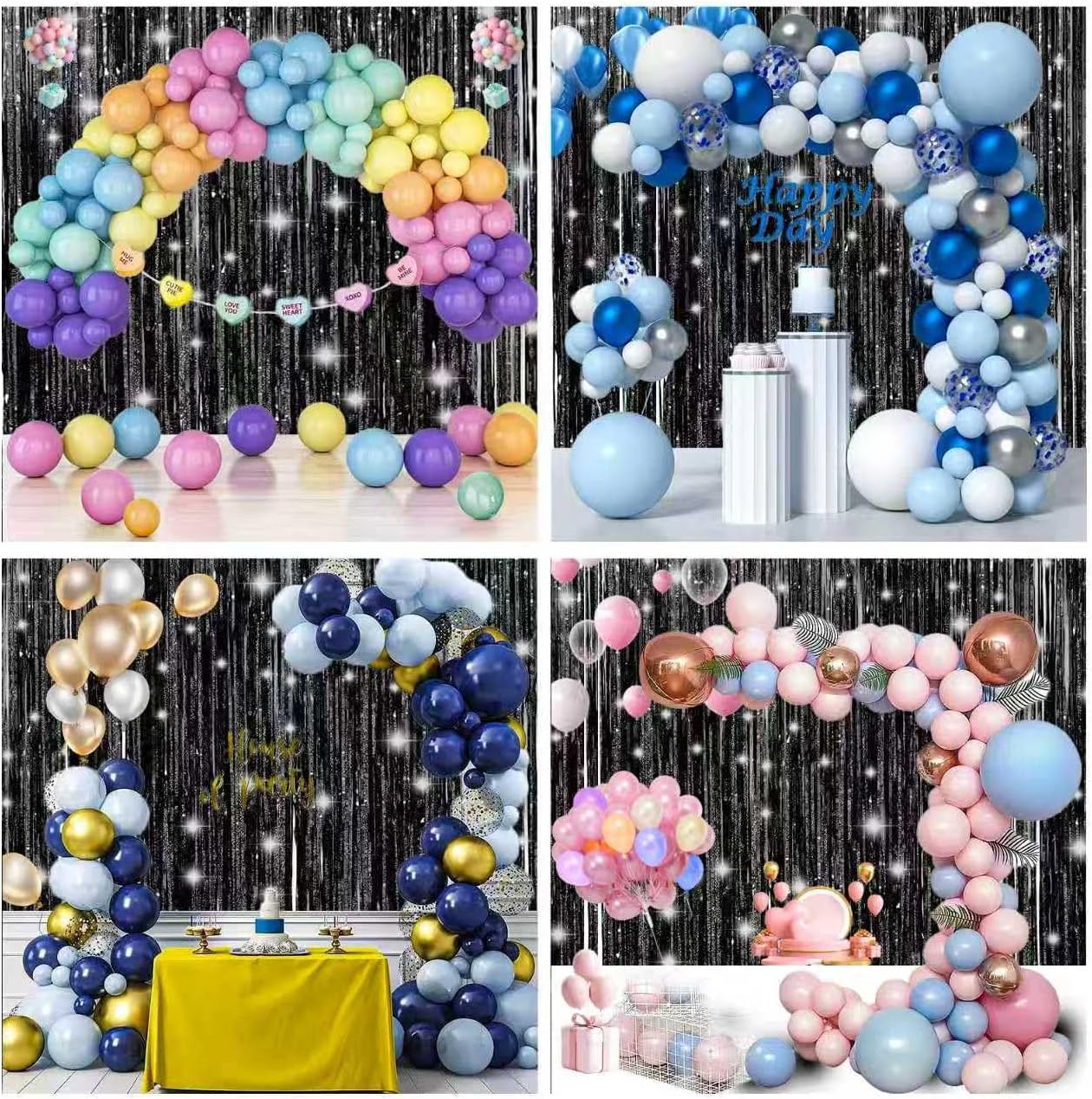 Birthday Party Decorations: 3 Pack 3.3 x 9.9 ft Gold Foil Fringe Curtains Party Supplies, Tinsel Curtain Backdrop for Parties/Birthday/Photo Booth