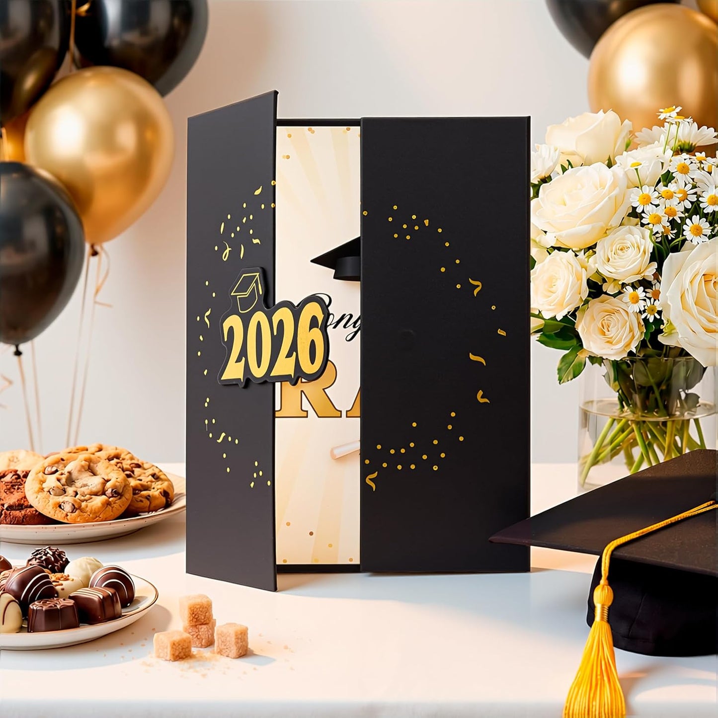 JOYIN 2026 Graduation Guest book Alternative, 12" Blue & Gold Graduation Party Decorations Signature Congrats, Class of 2026 Grad Card for High School College Grad Gift, Party Guest Signing Cardboard