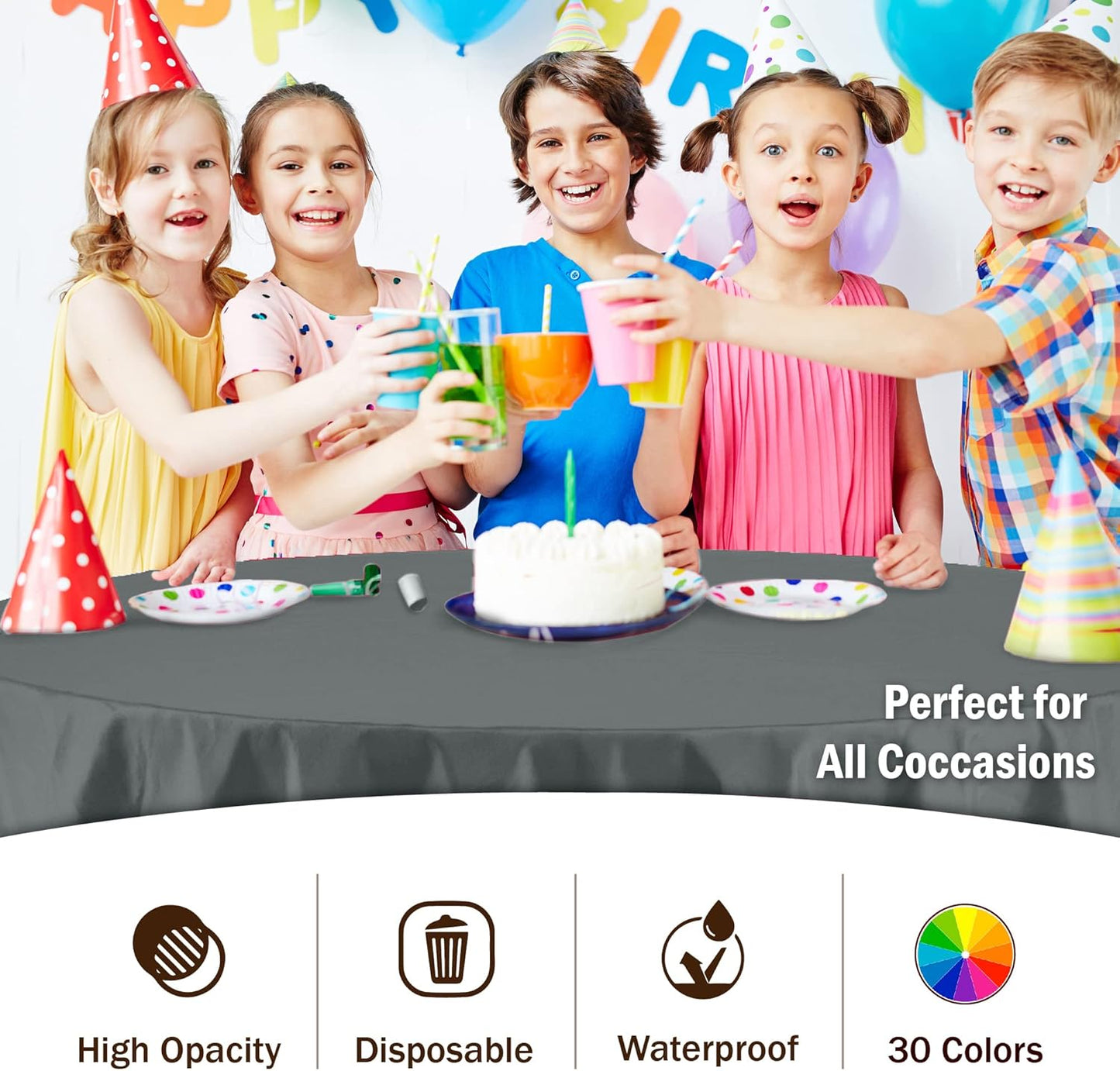 12-Pack Premium Plastic Tablecloth 54in. x 108in. Rectangle Table Cover - Dark Blue - Colors A