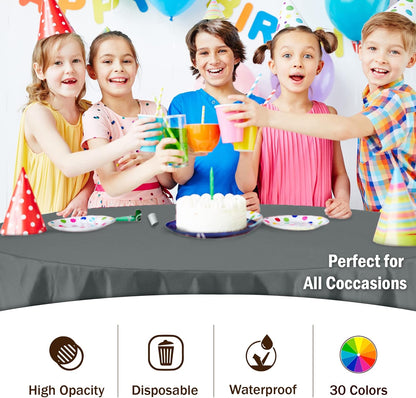 12-Pack Premium Plastic Tablecloth 54in. x 108in. Rectangle Table Cover - Dark Blue - Colors A