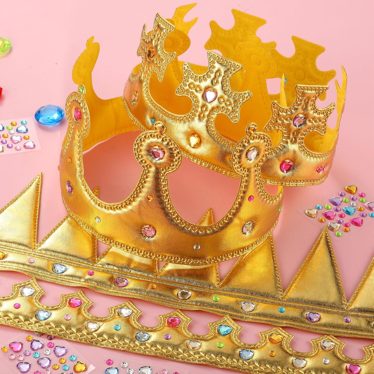 Yaomiao 44 Pcs Birthday Foam Crowns for Kids Princess Tiaras King Hat Bulk Diamond Sticker Kits for Crown Party Supplies