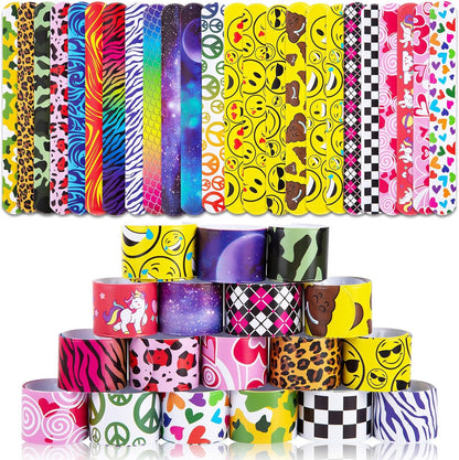 LovesTown Slap Bracelets for Kids, 48 PCS Snap Bracelets Bulk Party Favors Goodie Bag Stuffers Exchanging Gifts Classroom Prizes
