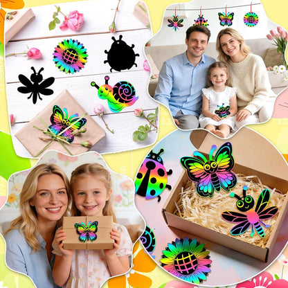 JULMELON 36 PCS Ocean Crafts, Rainbow Scratch Art Under The Sea Party Favors DIY Magic Color Summer Ocean Animals Scratch Cards for Summer Party Favors School Activities