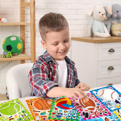 24 Sheets 8.27''×5.9'' Make Your Own Stickers for Kids Toddlers, Make a Face Stickers Mix and Match with Unicorns Dinosaur Horse and Sea Animals for Kids Party Favors Activities