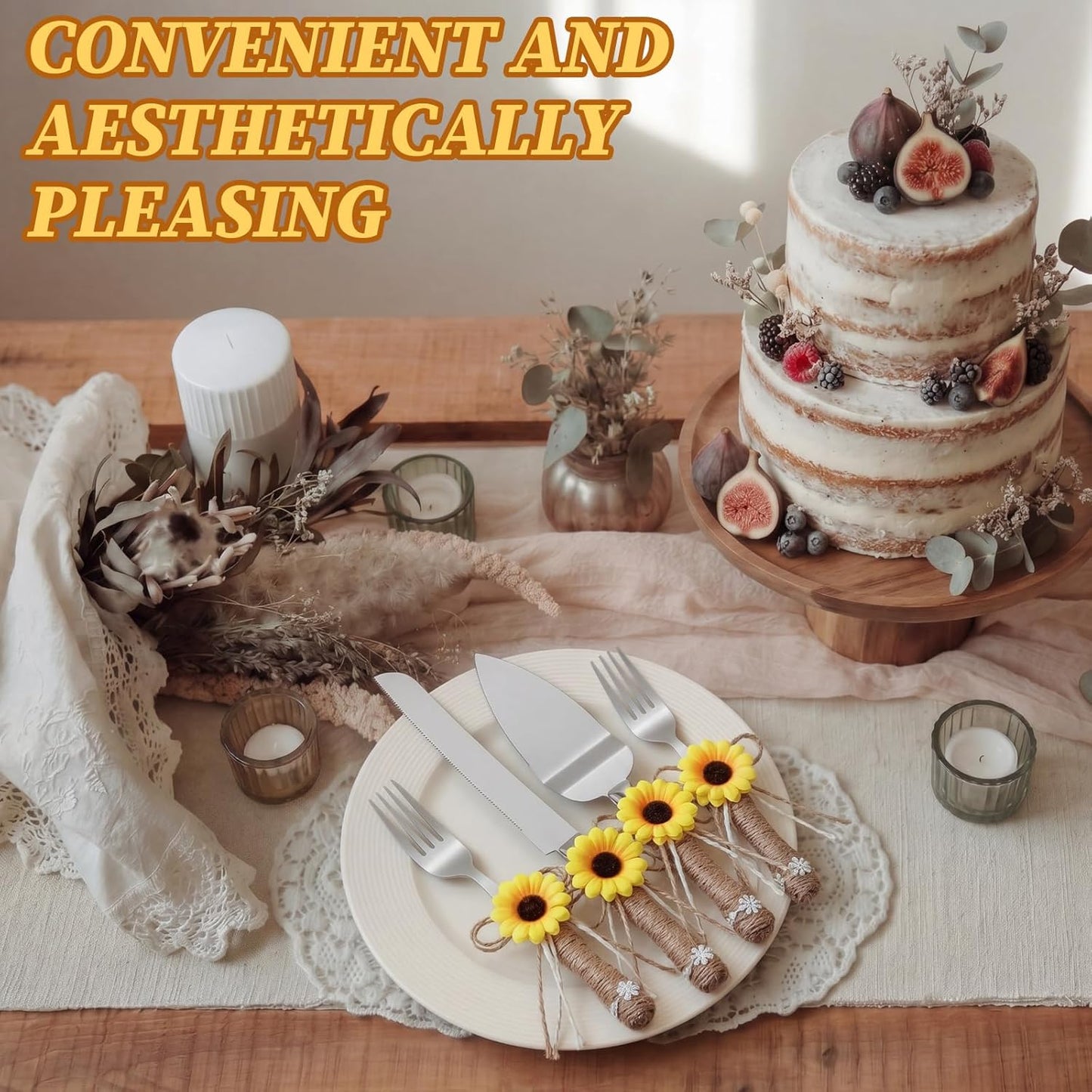 Wedding Cake Knife and Server Set Lace Rustic Handle Cake Cutting Set Pie Dessert Servers for Weddings Anniversaries Bridal Shower Couples Engagement Gifts