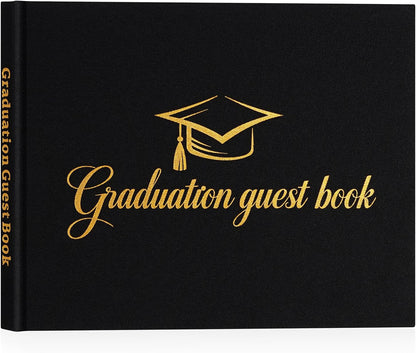 Artmag 2026 Graduation Guest Book Fabric Hardcover Signs Signature Graduation 100 Pages Guest Book Grad Memory Scrapbook for College Gifts (Black)