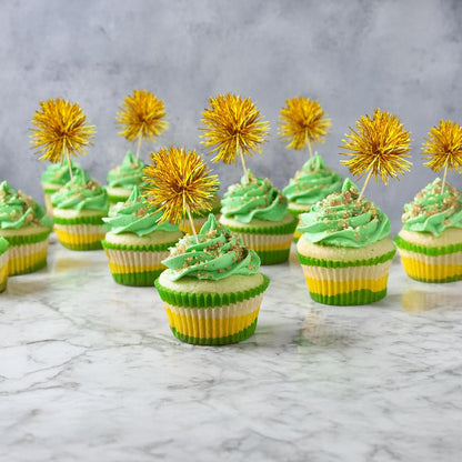Ephlyn 30Pcs Foil Firework Cupcake Toppers Sparkle Tinsel Cupcake Picks Drink Stirrers Cocktail Food Fruit Toothpicks for Baby Shower Graduation Party Supplies White