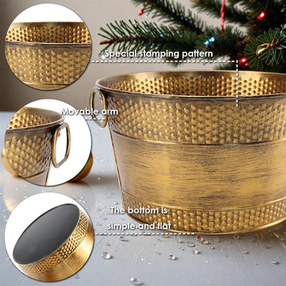 Metal Ice Bucket Galvanized Beverage Tub, Drink Buckets Large Cooler for Wine Beer Champagne Cocktails for Catering, Bars, Parties, Outdoor Events (Black-1PC)