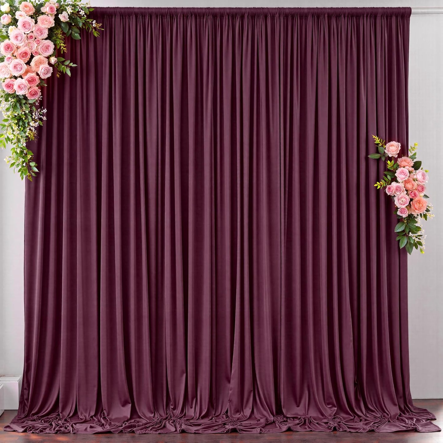 10 ft x 10 ft Wrinkle Free White Backdrop Curtains for Wedding Parties, Polyester Photography Backdrop Drapes for Birthday Parties Stage Backdrop Stand, 2 Panels 5x10FT Background Curtains