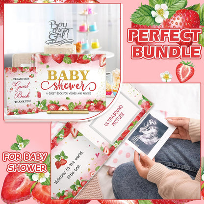 Fuyoooo 27 Pcs Safari Animal Baby Shower Guest Book Set Baby Shower Sign in Guest Floral Book Place Table Cards with Gold Pen Adhesive Photo Corner for Birthday Party